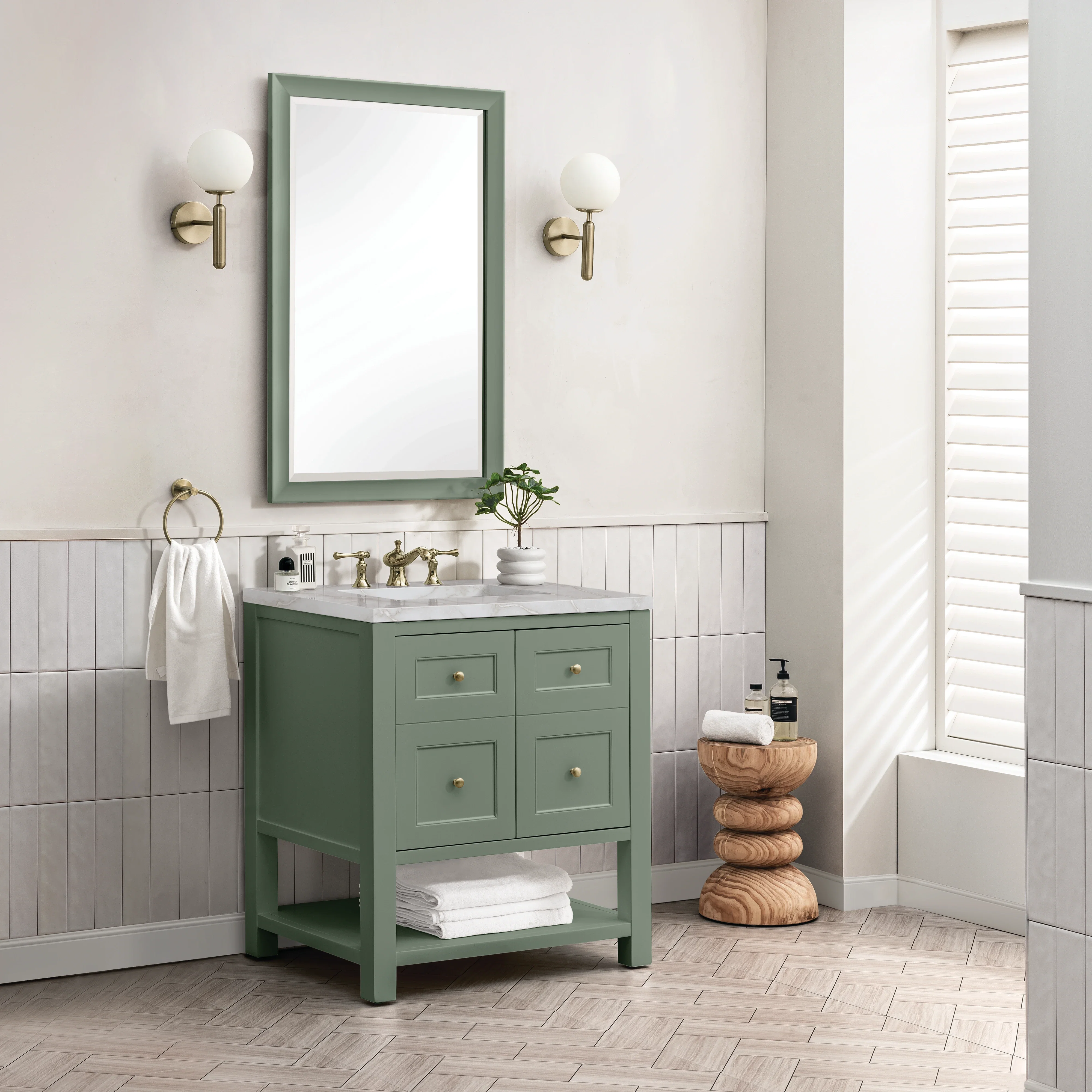 Breckenridge 30" Single Vanity, Smokey Celadon w/ 3 CM Victorian Silver Top