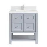 Breckenridge 30" Single Vanity, Serenity Blue, w/ Single Hole 3 CM White Zeus Quartz Top & Backsplash