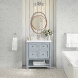 Breckenridge 30" Single Vanity, Serenity Blue, w/ Single Hole 3 CM White Zeus Quartz Top & Backsplash