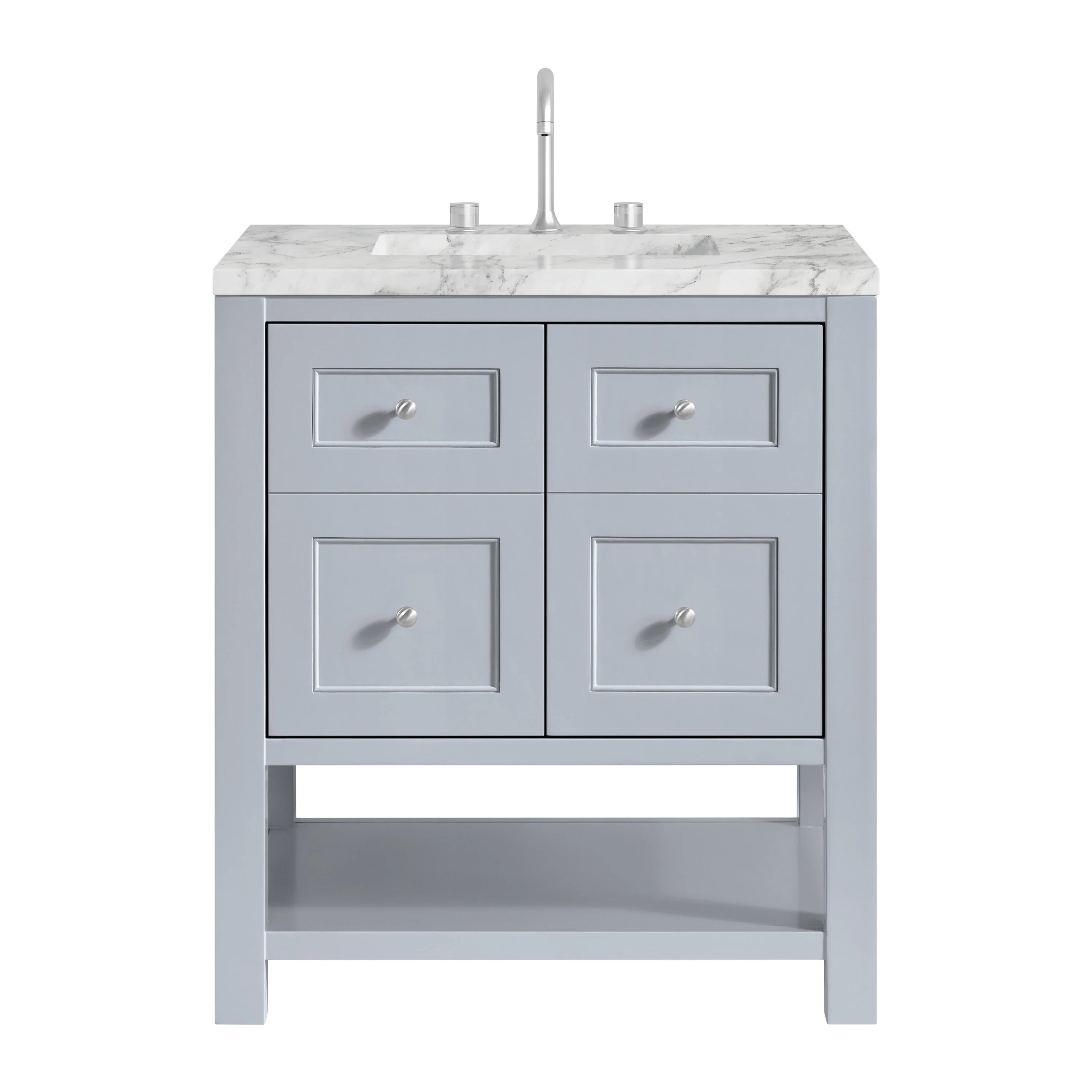 Breckenridge 30" Single Vanity, Serenity Blue, w/ 3 CM Carrara Marble Top