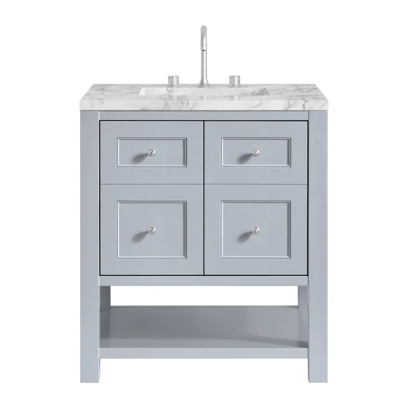 Breckenridge 30" Single Vanity, Serenity Blue, w/ 3 CM Carrara Marble Top