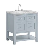 Breckenridge 30" Single Vanity, Serenity Blue, w/ 3 CM Carrara Marble Top