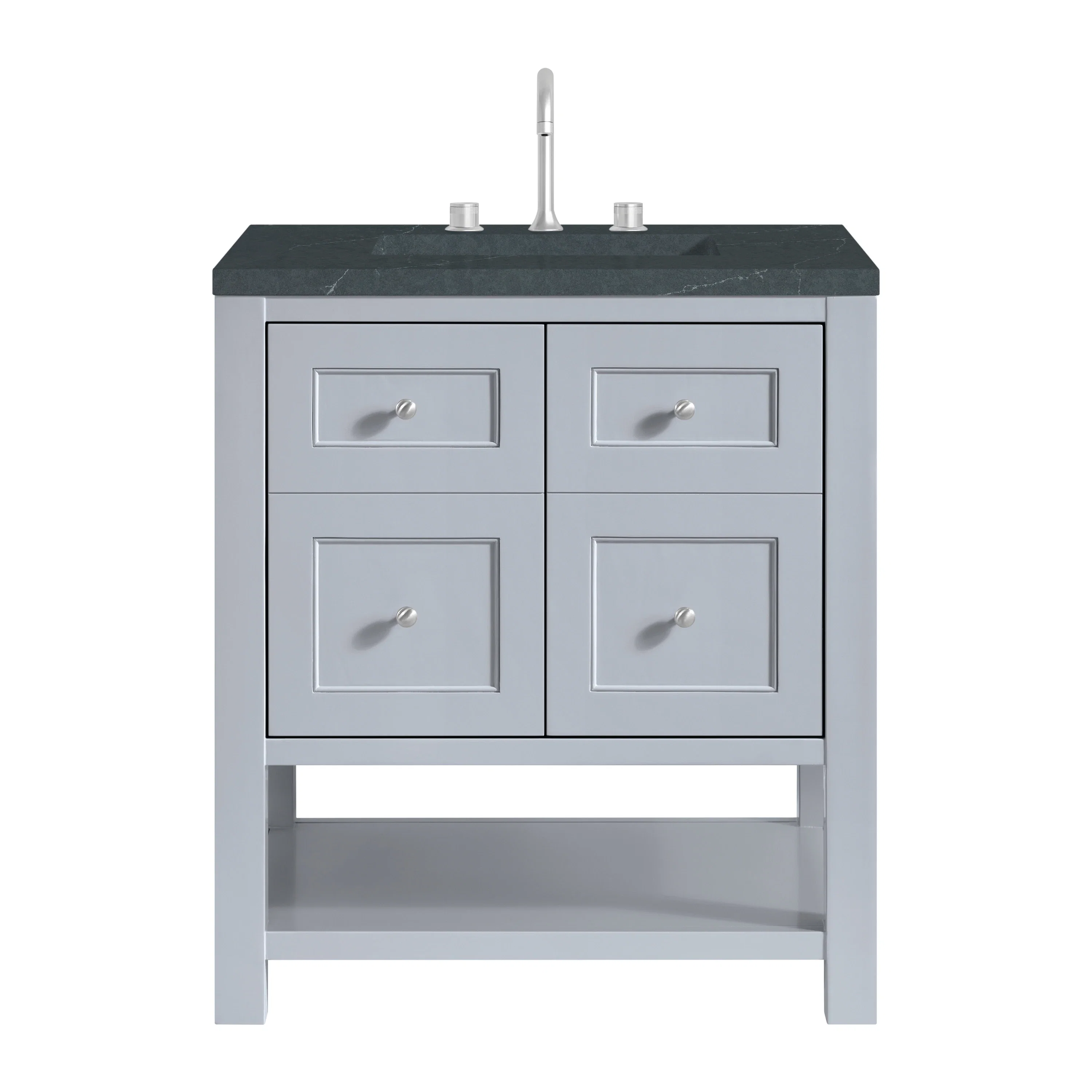 Breckenridge 30" Single Vanity, Serenity Blue, w/ 3 CM Charcoal Soapstone Quartz Top