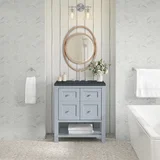 Breckenridge 30" Single Vanity, Serenity Blue, w/ 3 CM Charcoal Soapstone Quartz Top