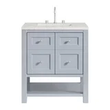 Breckenridge 30" Single Vanity, Serenity Blue, w/ 3 CM Eternal Jasmine Pearl Quartz Top