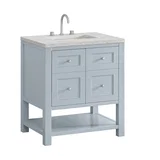 Breckenridge 30" Single Vanity, Serenity Blue, w/ 3 CM Eternal Jasmine Pearl Quartz Top