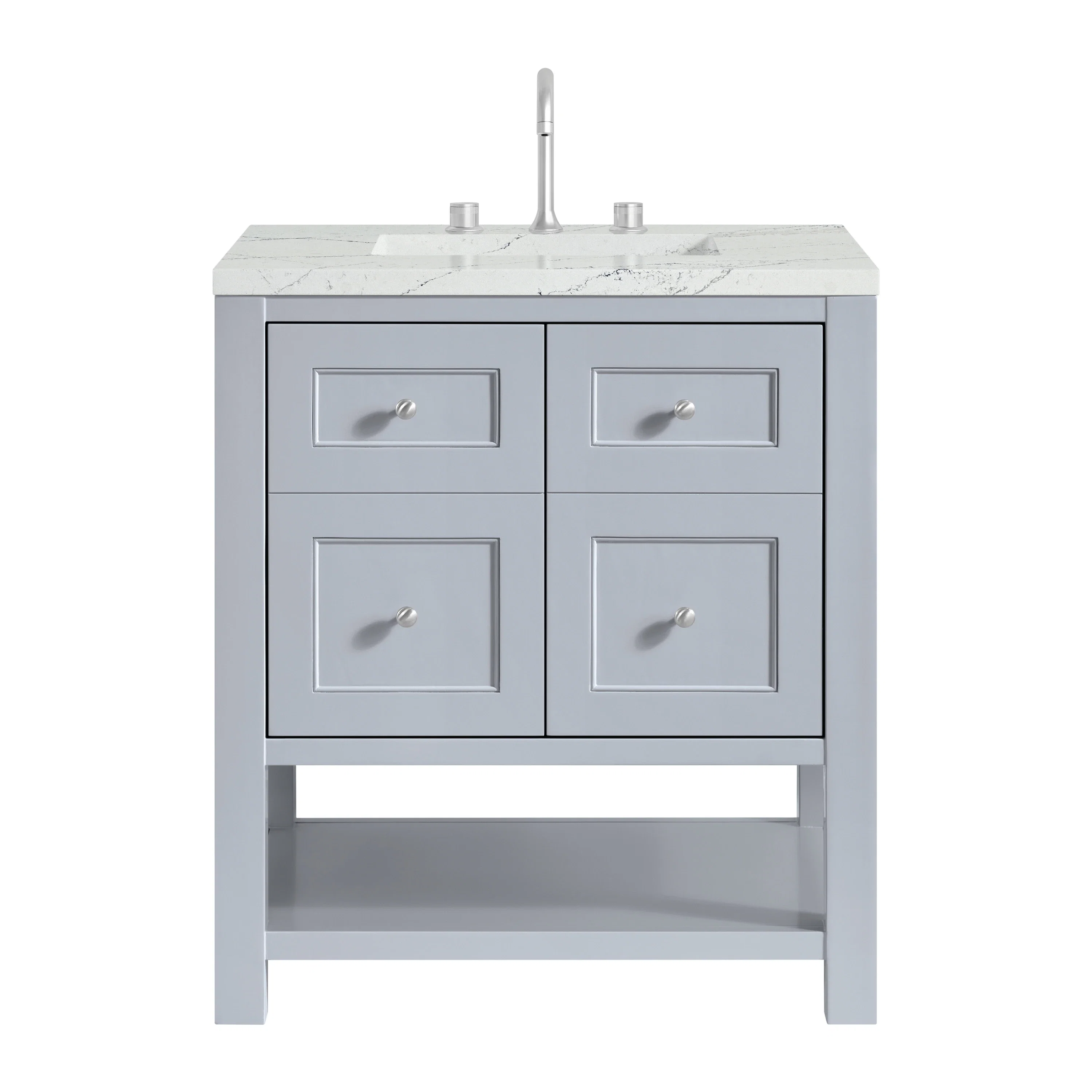 Breckenridge 30" Single Vanity, Serenity Blue, w/ 3 CM Ethereal Noctis Quartz Top
