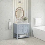 Breckenridge 30" Single Vanity, Serenity Blue, w/ 3 CM Ethereal Noctis Quartz Top