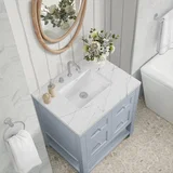 Breckenridge 30" Single Vanity, Serenity Blue, w/ 3 CM Ethereal Noctis Quartz Top