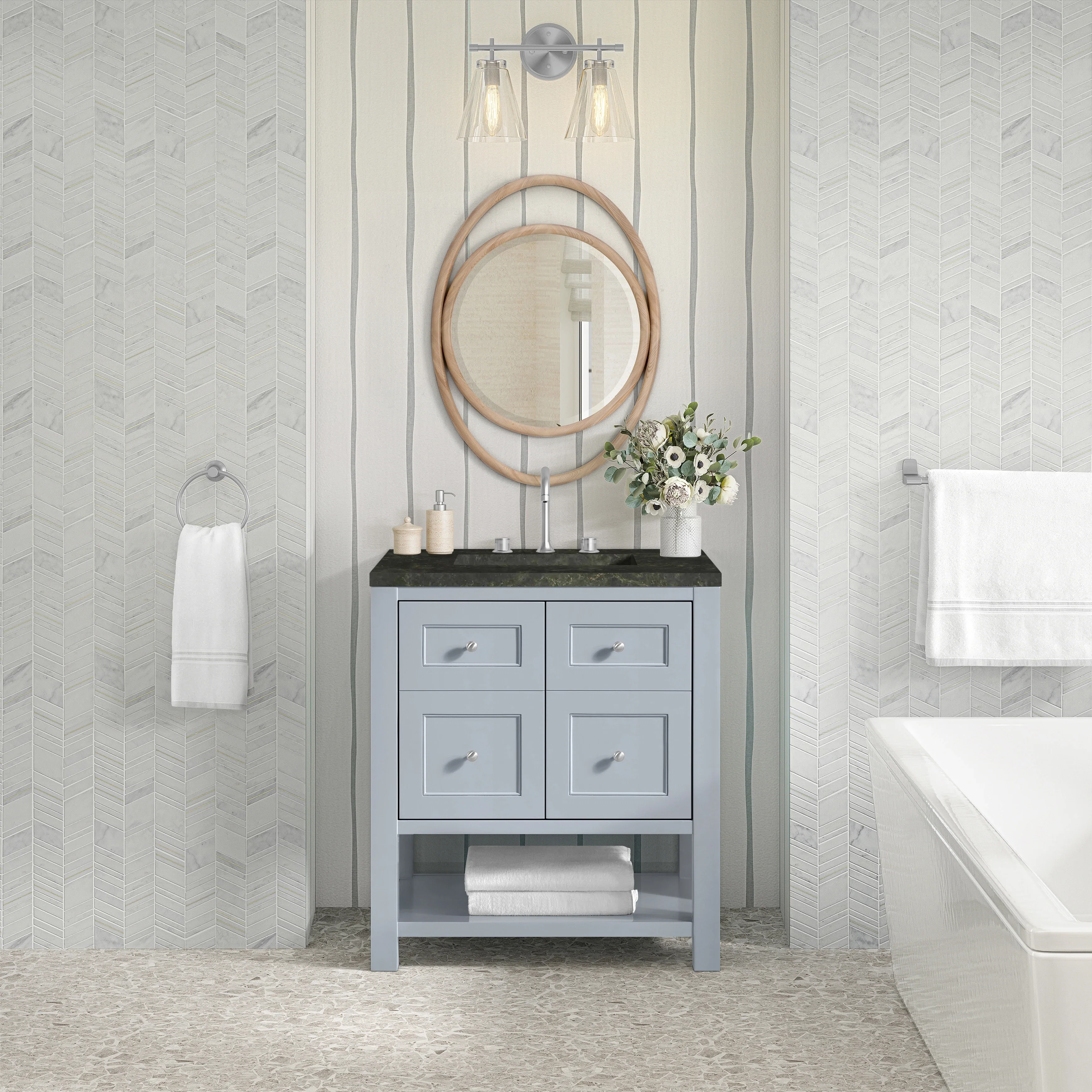 Breckenridge 30" Single Vanity, Serenity Blue, w/ 3 CM Phantome Eclos Top