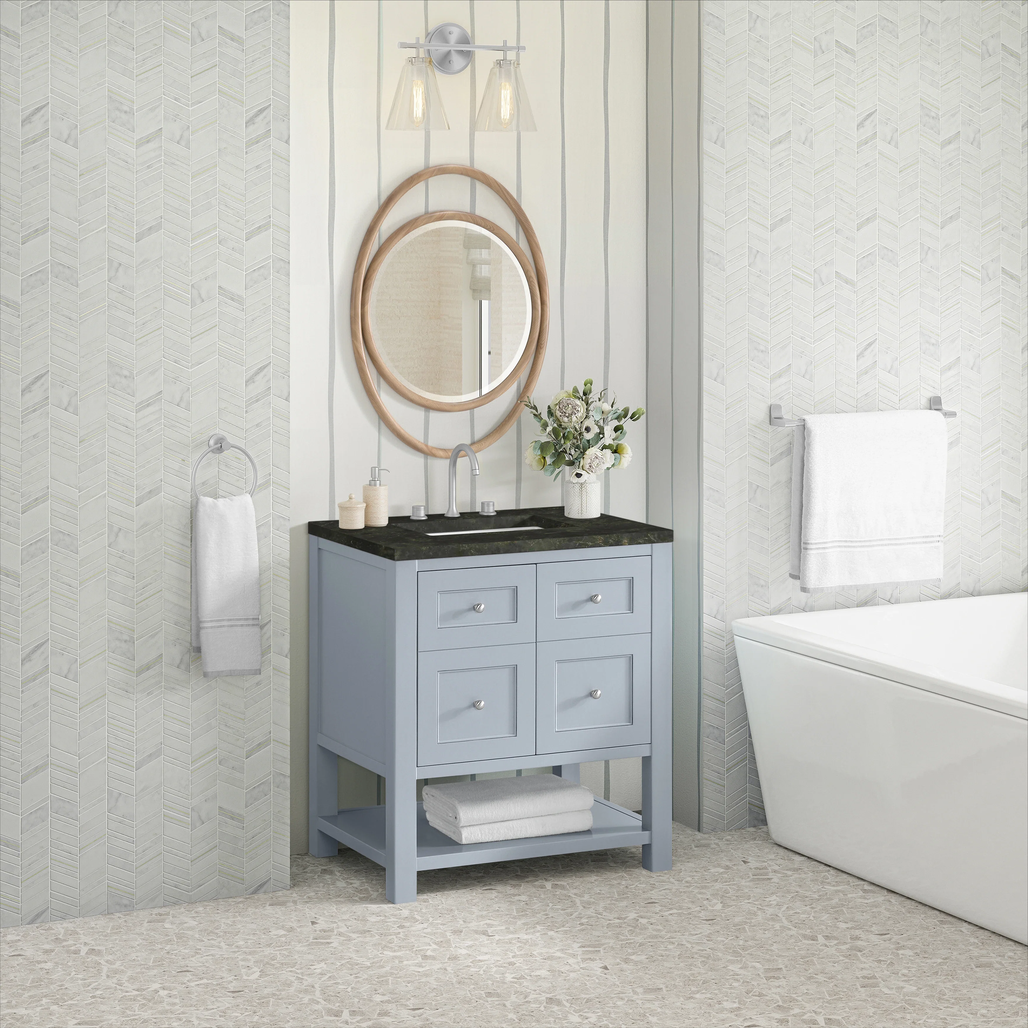 Breckenridge 30" Single Vanity, Serenity Blue, w/ 3 CM Phantome Eclos Top