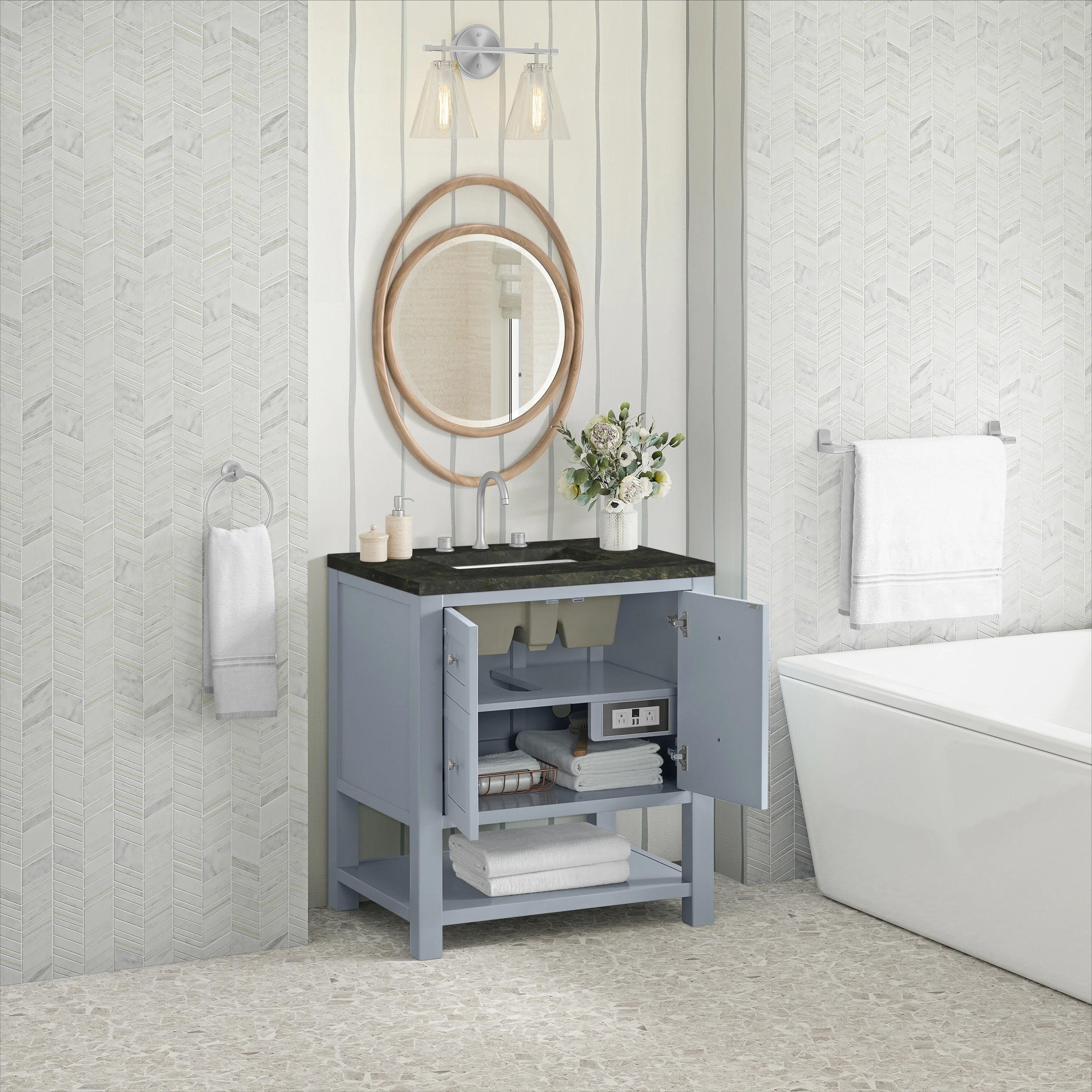Breckenridge 30" Single Vanity, Serenity Blue, w/ 3 CM Phantome Eclos Top