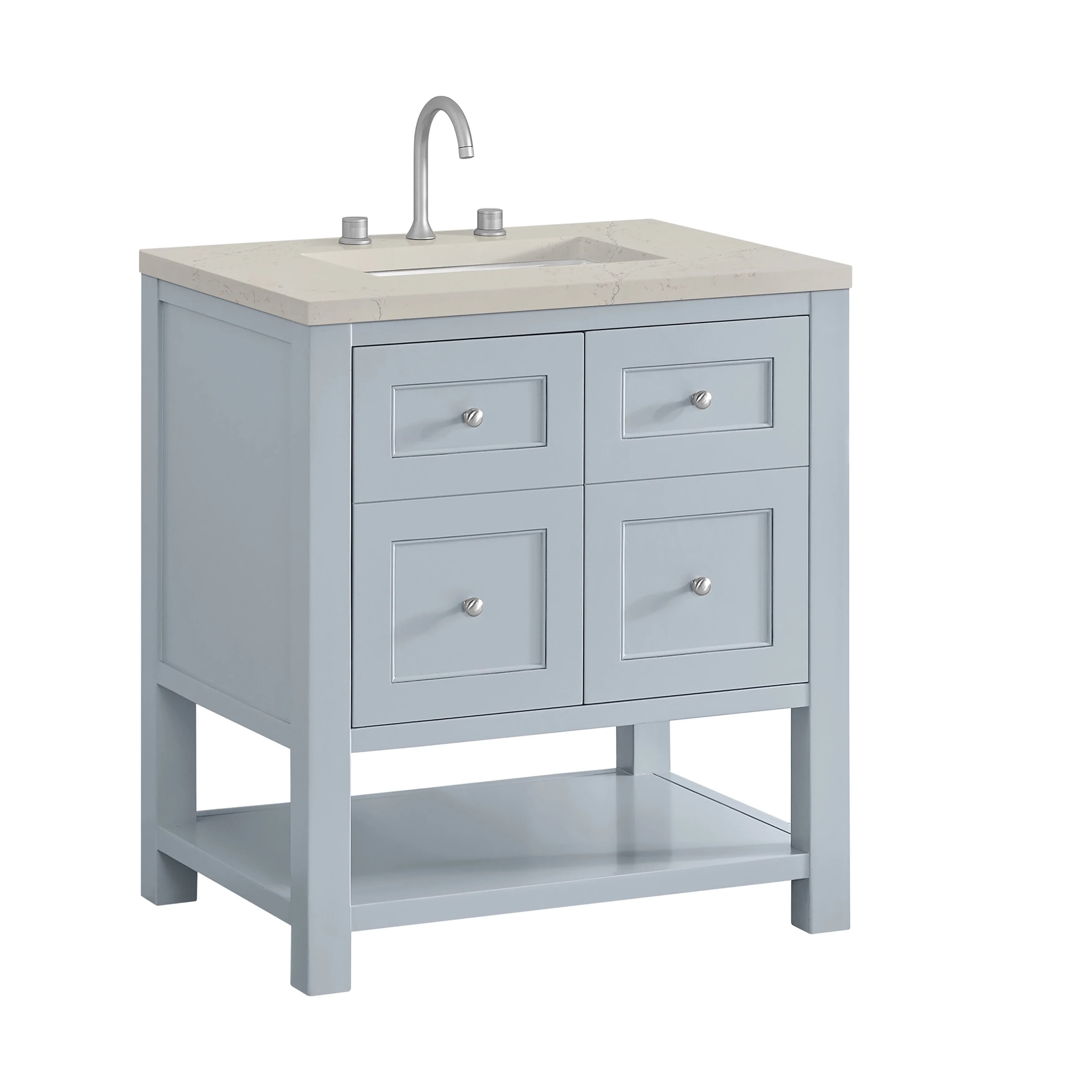 Breckenridge 30" Single Vanity, Serenity Blue, w/ 3 CM Siberian Silestone Top