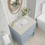 Breckenridge 30" Single Vanity, Serenity Blue, w/ 3 CM Siberian Silestone Top