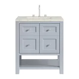 Breckenridge 30" Single Vanity, Serenity Blue, w/ 3 CM Victorian Silver Quartz Top