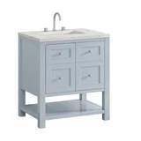 Breckenridge 30" Single Vanity, Serenity Blue, w/ 3 CM Victorian Silver Quartz Top