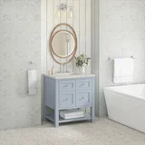 Breckenridge 30" Single Vanity, Serenity Blue, w/ 3 CM Victorian Silver Quartz Top
