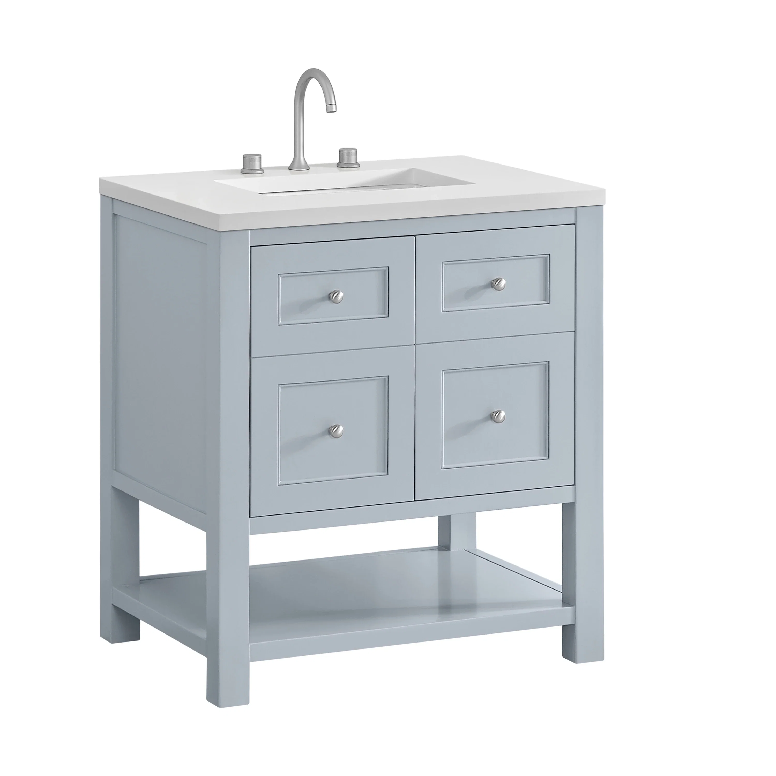 Breckenridge 30" Single Vanity, Serenity Blue, w/ 3 CM White Zeus Quartz Top