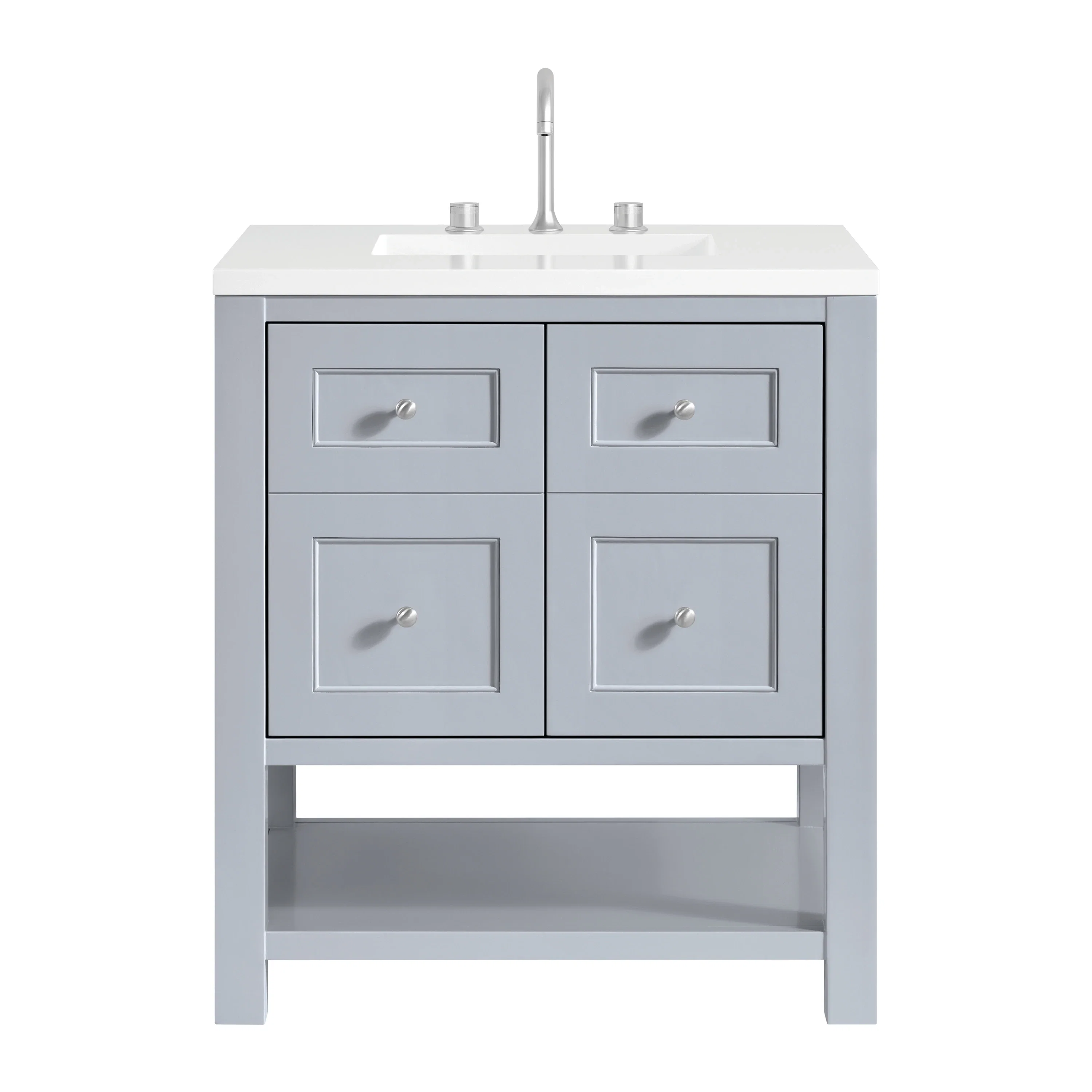 Breckenridge 30" Single Vanity, Serenity Blue, w/ 3 CM White Zeus Quartz Top