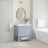 Breckenridge 30" Single Vanity, Serenity Blue, w/ 3 CM White Zeus Quartz Top