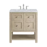 Breckenridge 30" Single Vanity, Whitewashed Oak w/ 3 CM Carrara White Marble Top