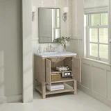 Breckenridge 30" Single Vanity, Whitewashed Oak w/ 3 CM Carrara White Marble Top