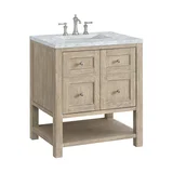 Breckenridge 30" Single Vanity, Whitewashed Oak w/ 3 CM Carrara White Marble Top