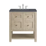 Breckenridge 30" Single Vanity, Whitewashed Oak w/ 3 CM Charcoal Soapstone Silestone Top