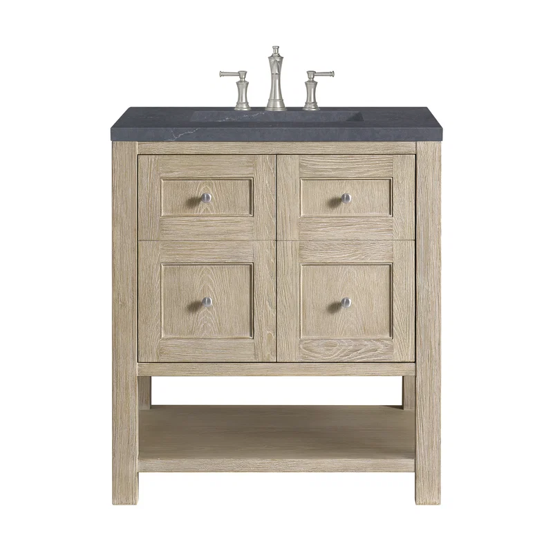 Breckenridge 30" Single Vanity, Whitewashed Oak w/ 3 CM Charcoal Soapstone Silestone Top