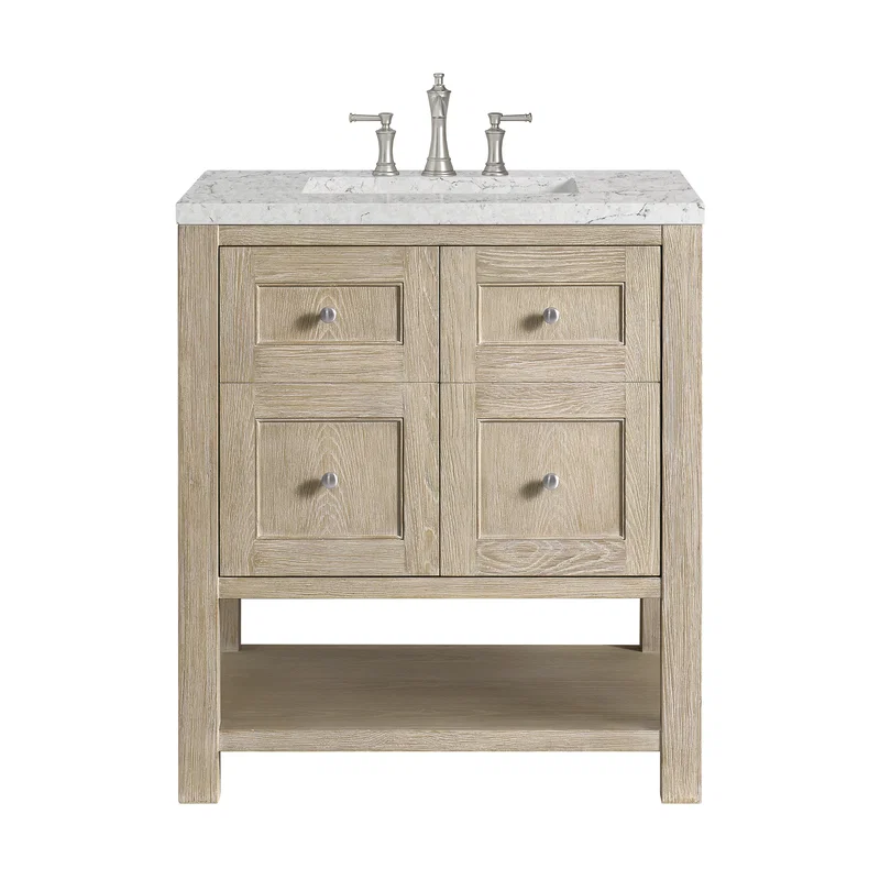 Breckenridge 30" Single Vanity, Whitewashed Oak w/ 3 CM Eternal Jasmine Pearl Silestone Top