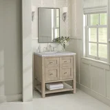 Breckenridge 30" Single Vanity, Whitewashed Oak w/ 3 CM Eternal Jasmine Pearl Silestone Top