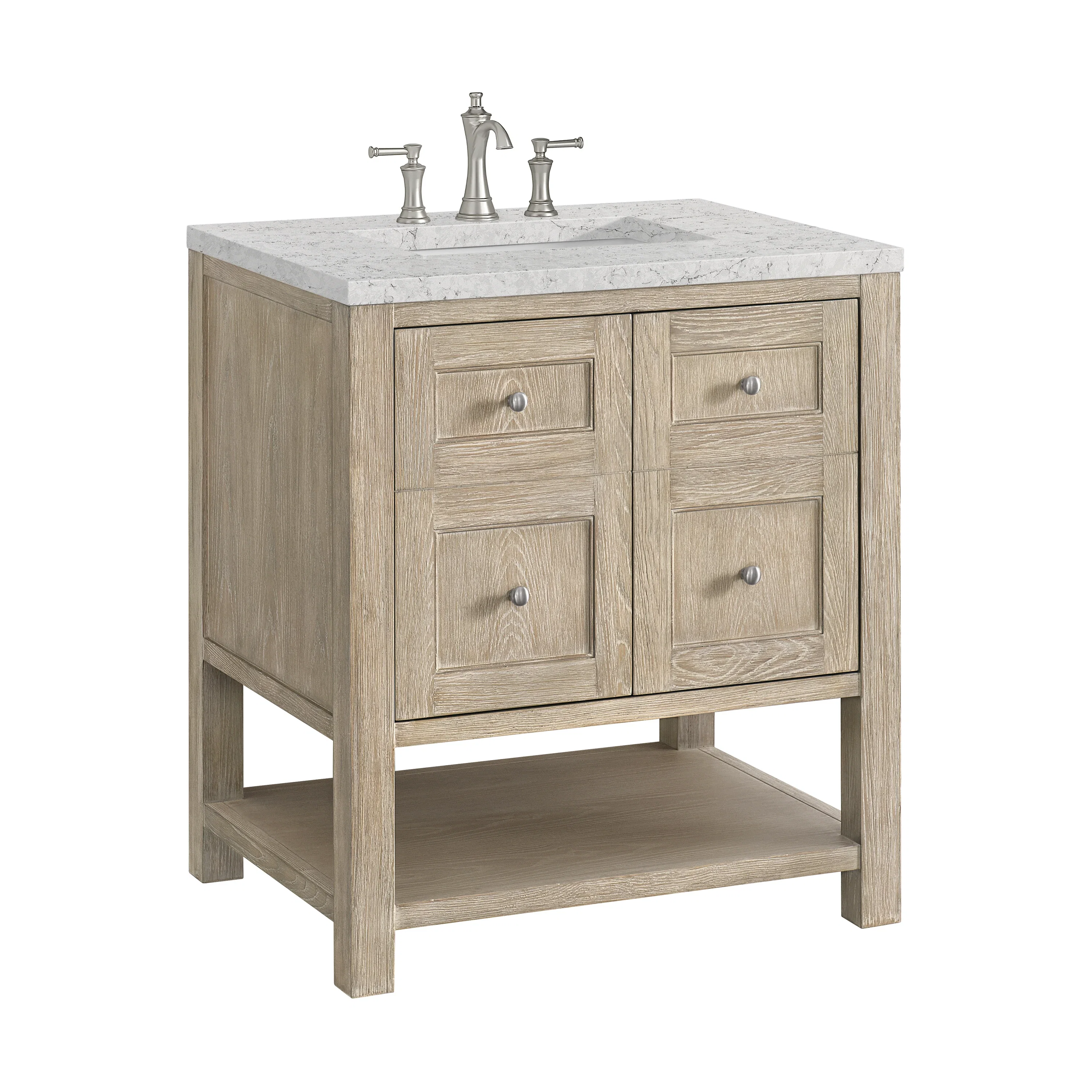 Breckenridge 30" Single Vanity, Whitewashed Oak w/ 3 CM Eternal Jasmine Pearl Silestone Top