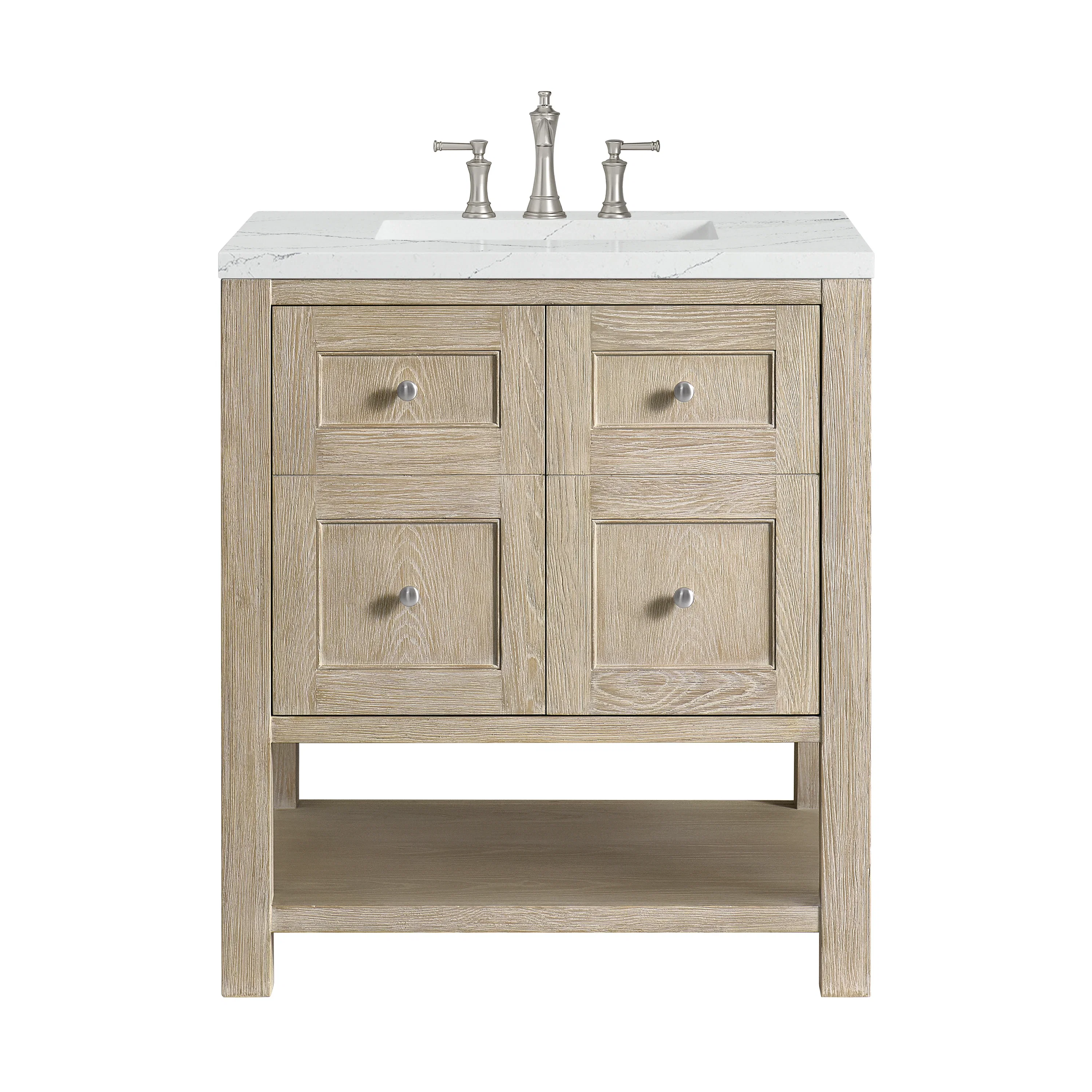 Breckenridge 30" Single Vanity, Whitewashed Oak w/ 3 CM Ethereal Noctis Silestone Top