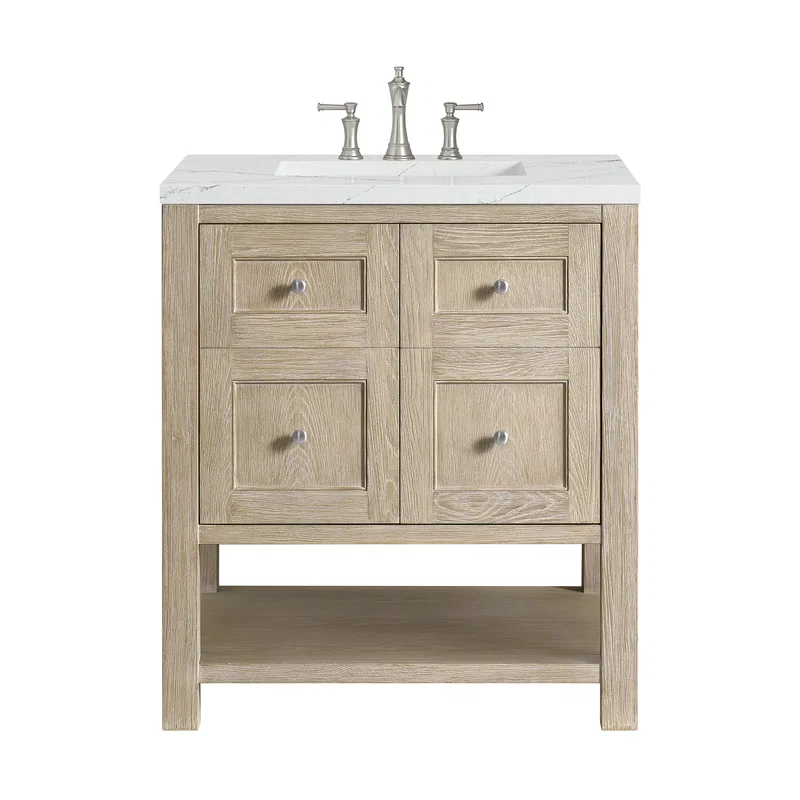 Breckenridge 30" Single Vanity, Whitewashed Oak w/ 3 CM Ethereal Noctis Silestone Top