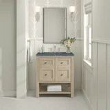 Breckenridge 30" Single Vanity, Whitewashed Oak w/ 3 CM Parisien Bleu Silestone Top