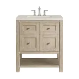 Breckenridge 30" Single Vanity, Whitewashed Oak, w/ 3 CM Siberian Silestone Top