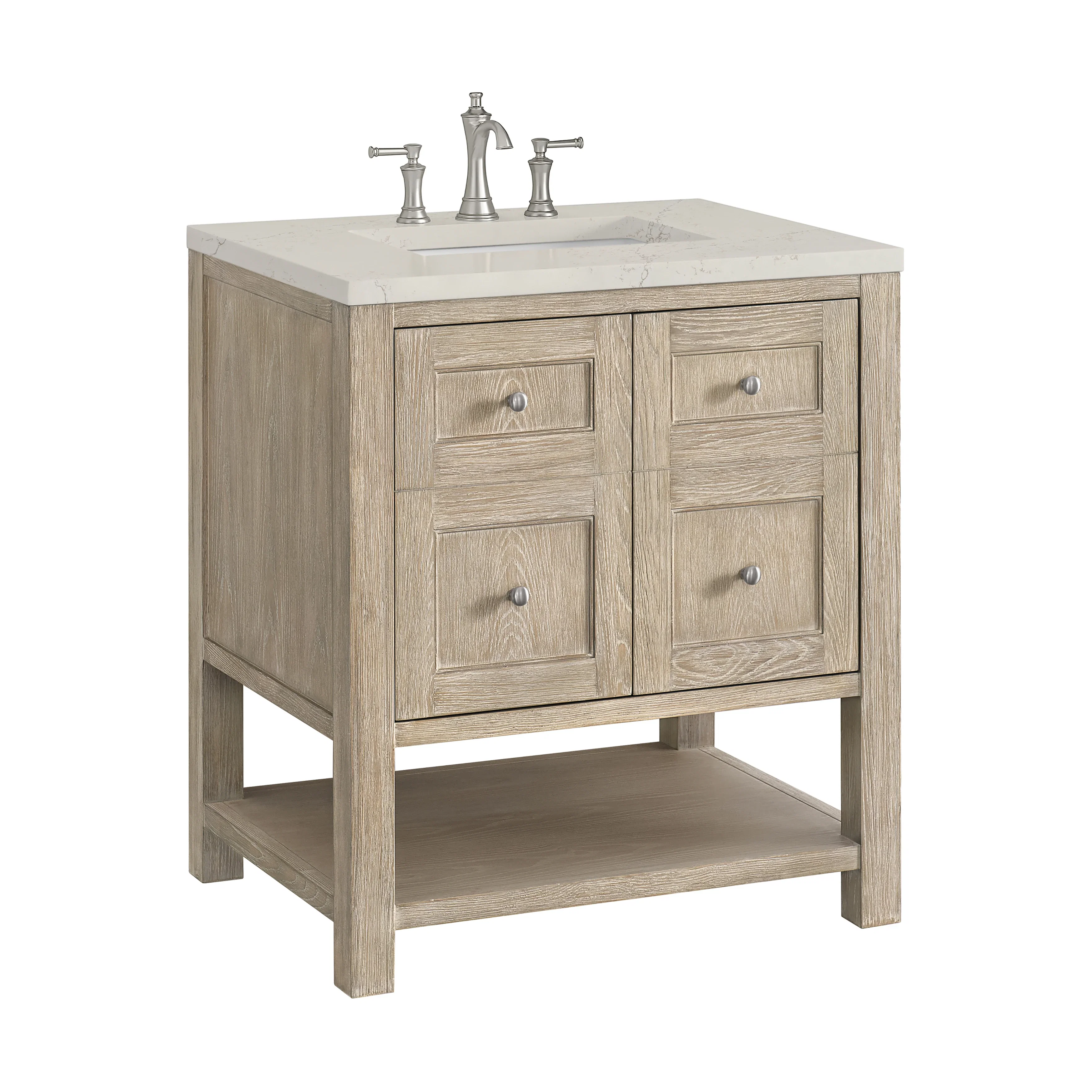 Breckenridge 30" Single Vanity, Whitewashed Oak, w/ 3 CM Siberian Silestone Top