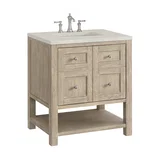 Breckenridge 30" Single Vanity, Whitewashed Oak, w/ 3 CM Siberian Silestone Top