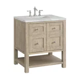 Breckenridge 30" Single Vanity, Whitewashed Oak w/ 3 CM Victorian Silver Silestone Top