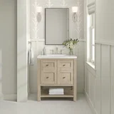 Breckenridge 30" Single Vanity, Whitewashed Oak w/ 3 CM White Zeus Silestone Top