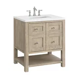 Breckenridge 30" Single Vanity, Whitewashed Oak w/ 3 CM White Zeus Silestone Top