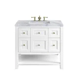 Breckenridge 36" Single Vanity, Bright White w/ 3 CM Carrara Marble Top