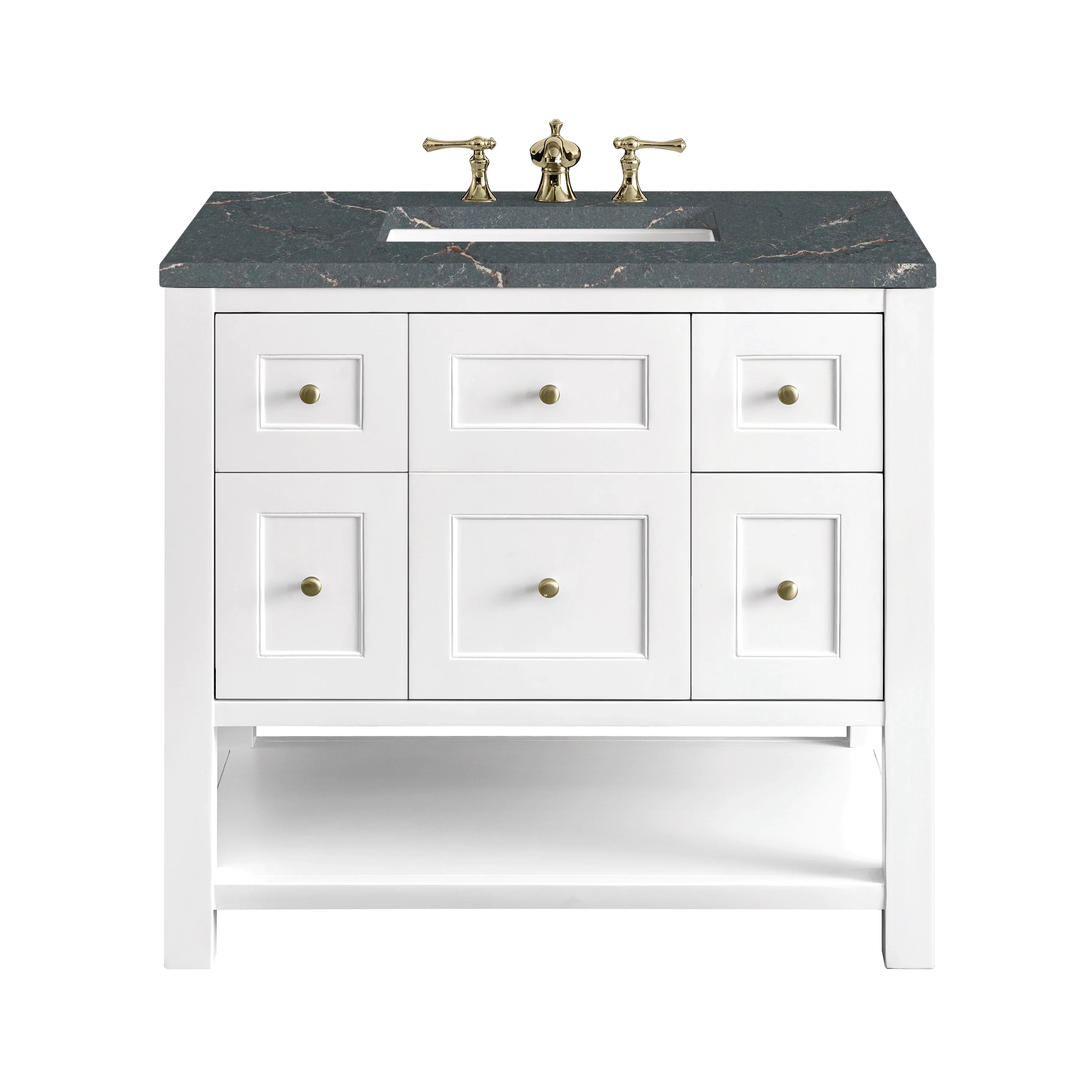 Breckenridge 36" Single Vanity, Bright White w/ 3 CM Parisien Bleu Top