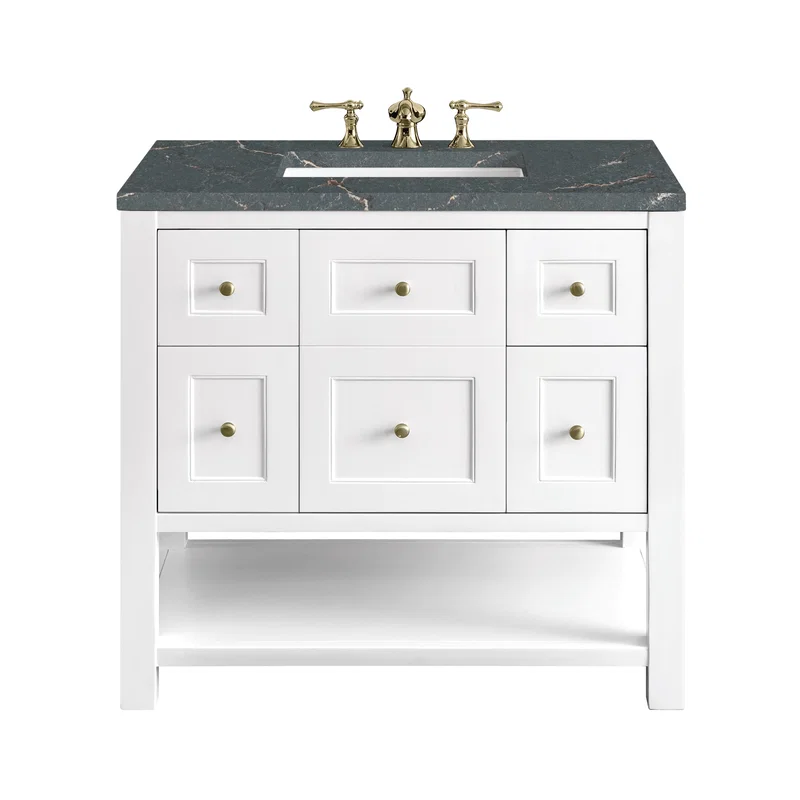 Breckenridge 36" Single Vanity, Bright White w/ 3 CM Parisien Bleu Top
