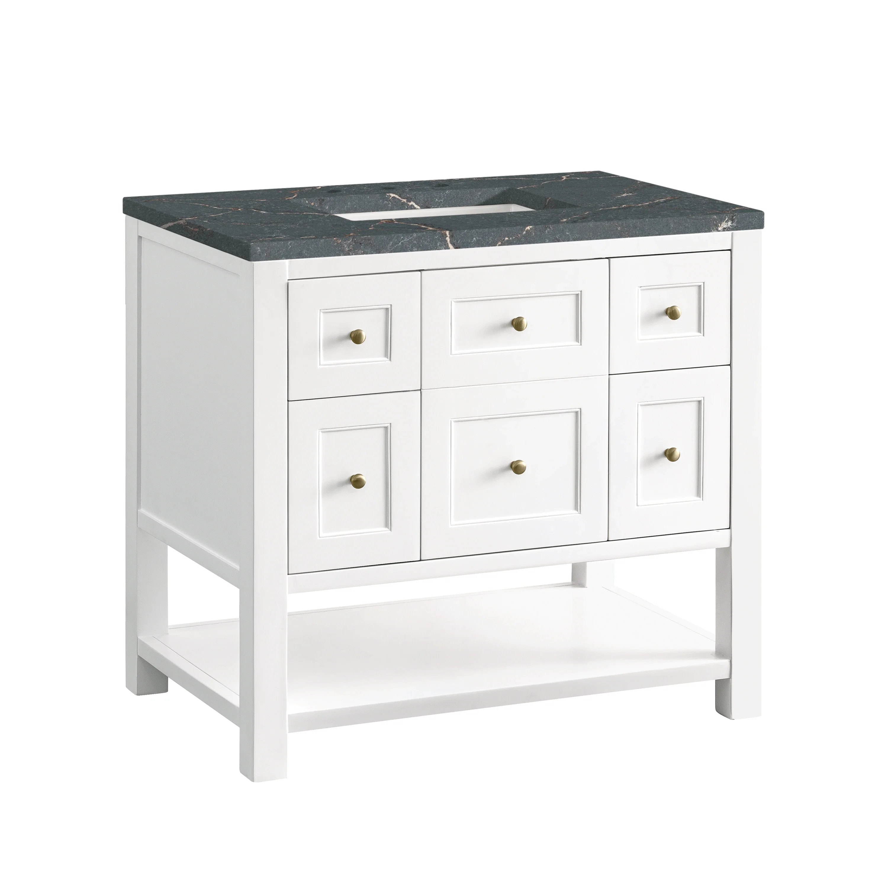 Breckenridge 36" Single Vanity, Bright White w/ 3 CM Parisien Bleu Top