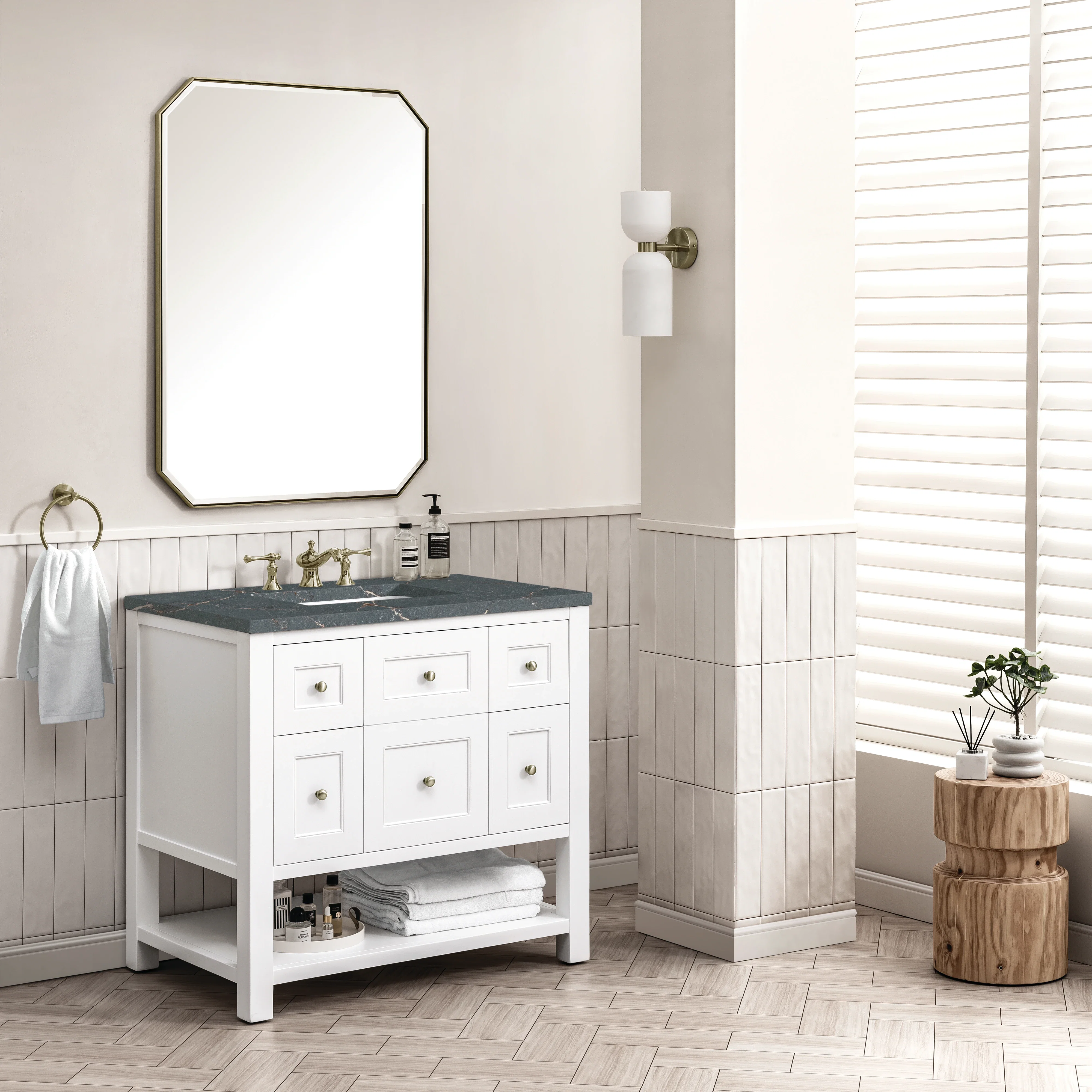 Breckenridge 36" Single Vanity, Bright White w/ 3 CM Parisien Bleu Top
