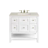 Breckenridge 36" Single Vanity, Bright White, w/ 3 CM Siberian Silestone Top