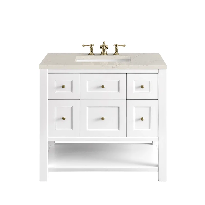 Breckenridge 36" Single Vanity, Bright White, w/ 3 CM Siberian Silestone Top