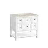 Breckenridge 36" Single Vanity, Bright White, w/ 3 CM Siberian Silestone Top