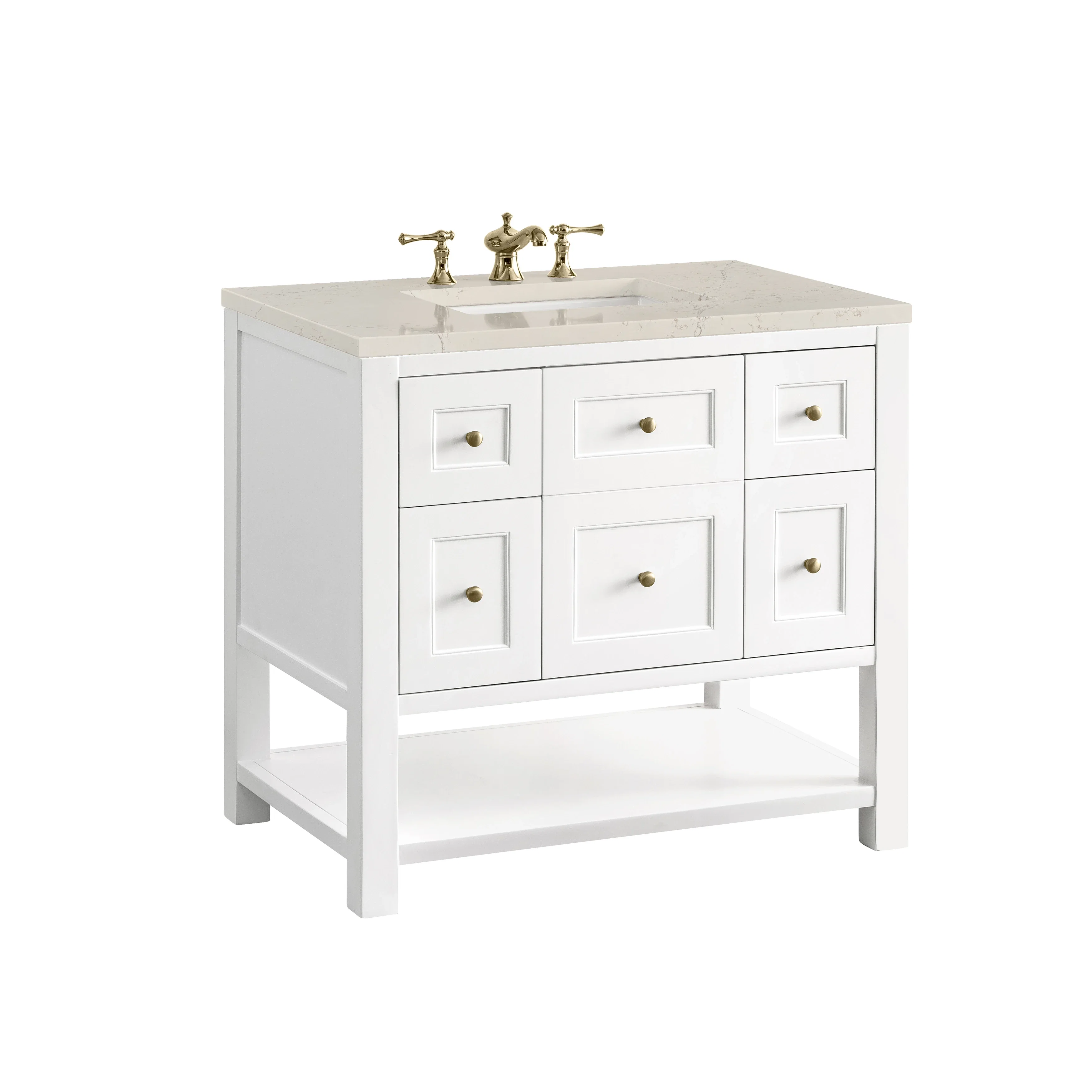 Breckenridge 36" Single Vanity, Bright White, w/ 3 CM Siberian Silestone Top